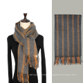 100% Wool Grey Strpes Long Scarf for Winter